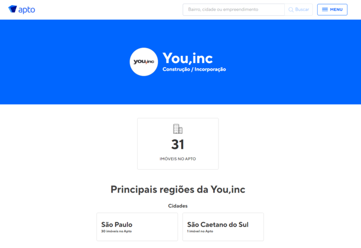 Imagem da página da You,Inc no Apto